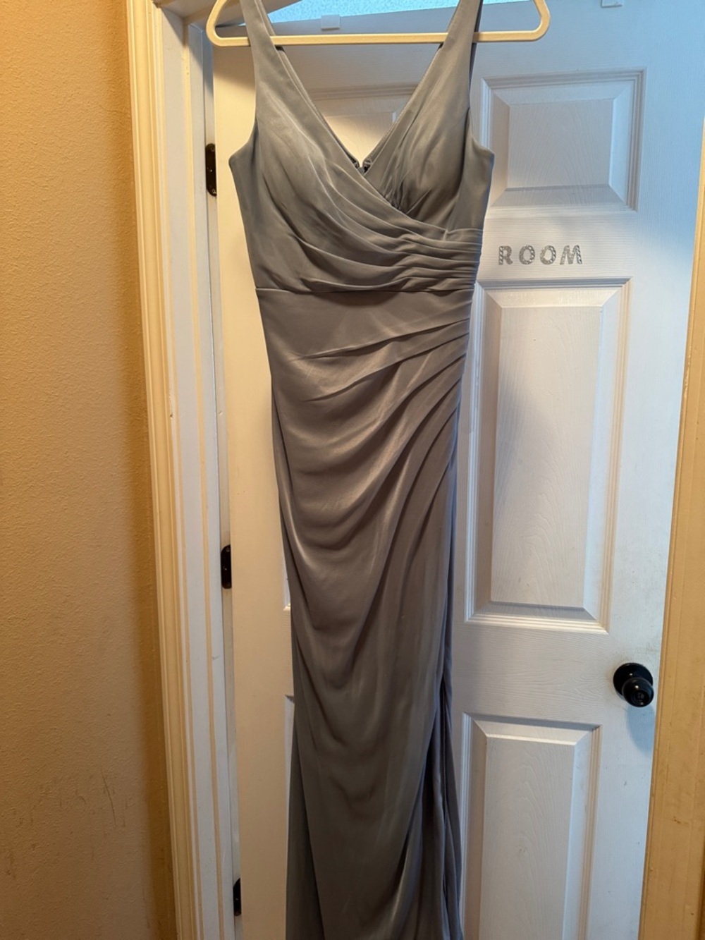 Azazie Dusty Blue Sleeveless V-Neck Maxi Dress
